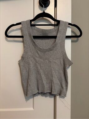 Brandy Melville/John Galt Light Gray Ribbed Scoop Crop Tank